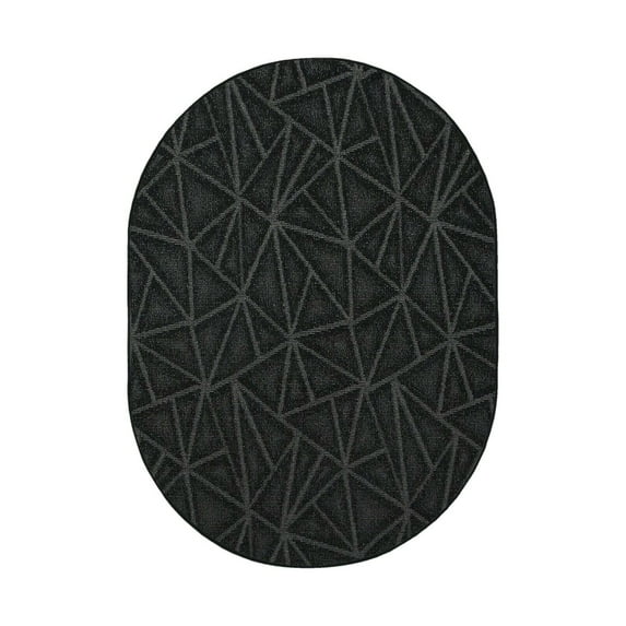 Furnish My Place Indoor/Outdoor Rug Black 4' x 16', Oval, Made in Usa, Area Rugs Great for Kids, Pets, Event, Wedding