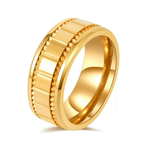 GY Jewelry Gear Design Yellow Gold Plated Titanium Steel Mens Ring Men Wedding Band Man Ring