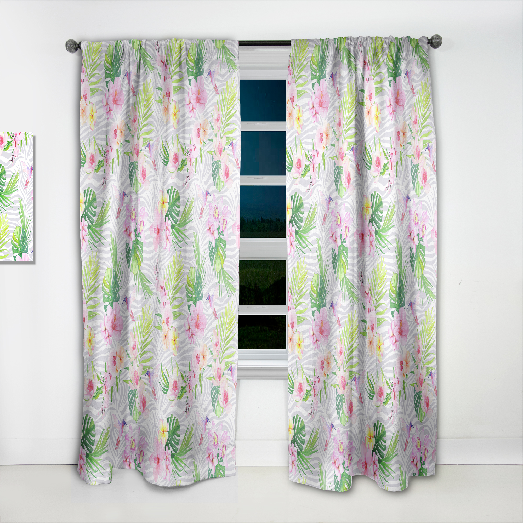 Designart 'Flowers and Tropical Botanicals III' Mid-Century Modern Curtain Panel
