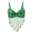 thumbnail image 4 of Traje de danza del vientre para mujer con lentejuelas y flecos, disponible en 5 colores Verde, 4 of 9