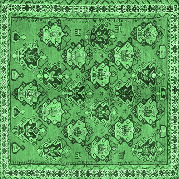 Ahgly Company Indoor Square Persian Emerald Green Traditional Area Rugs, 5' Square