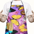 thumbnail image 2 of Purple Yellow Blue Butterfly Pattern Apron-Garden Aprons for Women with Pockets-Cotton Linen Waterproof Kitchen Cooking Gardening Aprons Adjustable for Kitchen,Cooking,BBQ and Salon 33x27 Inch, 2 of 7