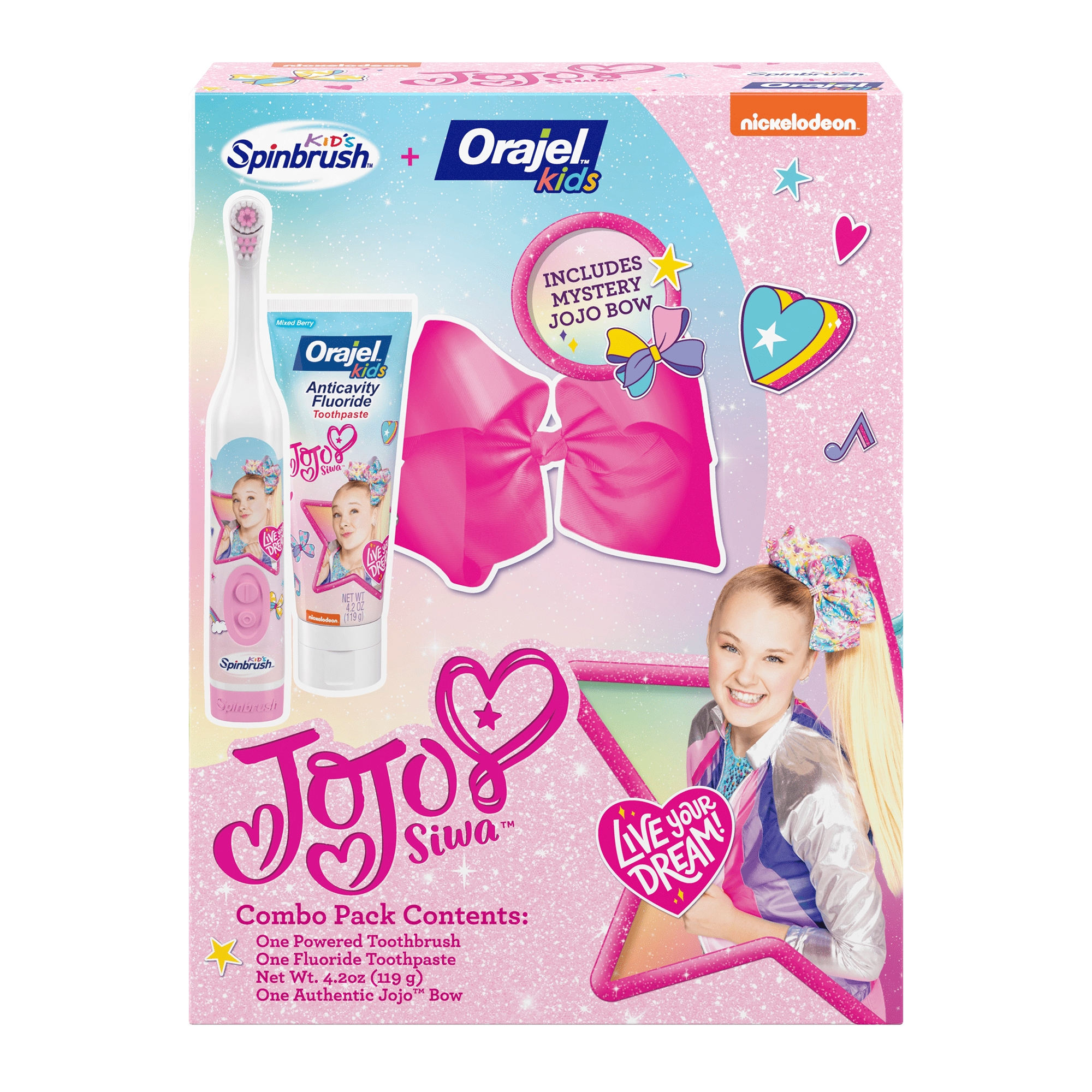 Spinbrush Kids + Orajel Kids Jojo Siwa Combo Pack, 1 ct Powered Toothbrush  and 1 ct Anticavity Fluoride Toothpaste - Walmart.com