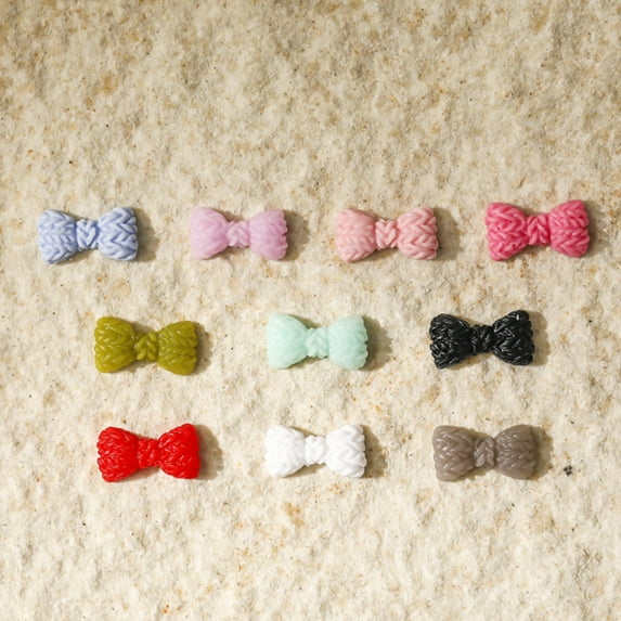 dianhelloya Nail Art Supplies 50Pcs Bow-knot Nail Decors Creative Shape Vibrant Color Reusable Stunning Visual Effect Wide Application Decorative Resin 3D Bow-knot Nail Art Decorations Accessories