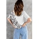 thumbnail image 1 of ABPHQTO Top blanco asimétrico con hombros descubiertos y cuello simulado de leopardo con bloques de color para mujer, 1 of 5