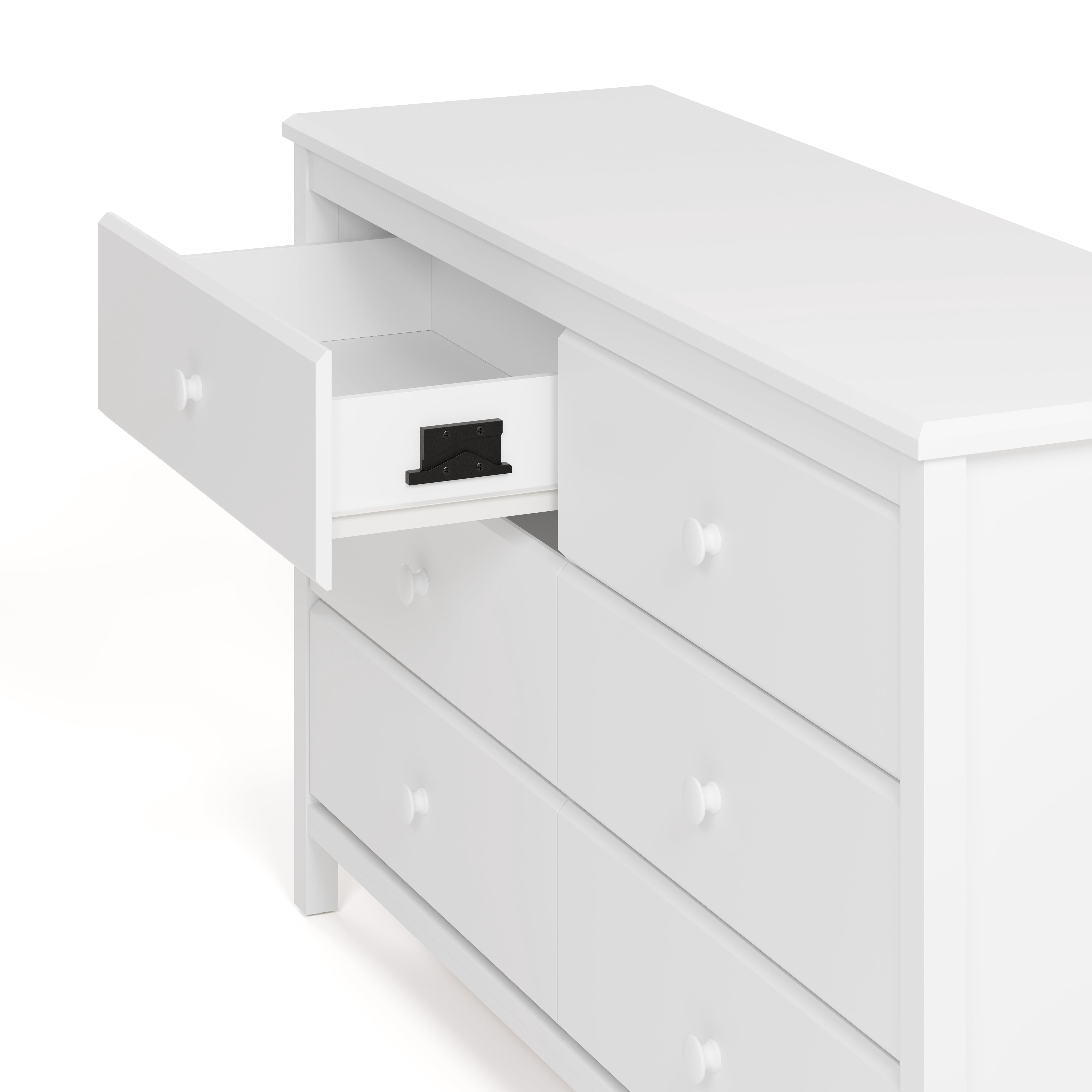 Storkcraft Alpine 6 Drawer Nursery Double Dresser, White
