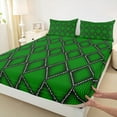 thumbnail image 3 of jejeloiu Modern Geometric Rhombus Twin Sheet Sets,Abstract Circle Dots Twin Fitted Sheet,Green Black Flat Sheet For Girls Boys,Luxury Bedroom Decor,3-Piece, 3 of 7
