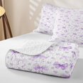 thumbnail image 4 of Manfei Dreamy Princess Bows Quilt King,Cute Purple Bowtie Loves King Coverlet Set,3-Piece,1 Bedspread and 2 Pillowcases, 4 of 7
