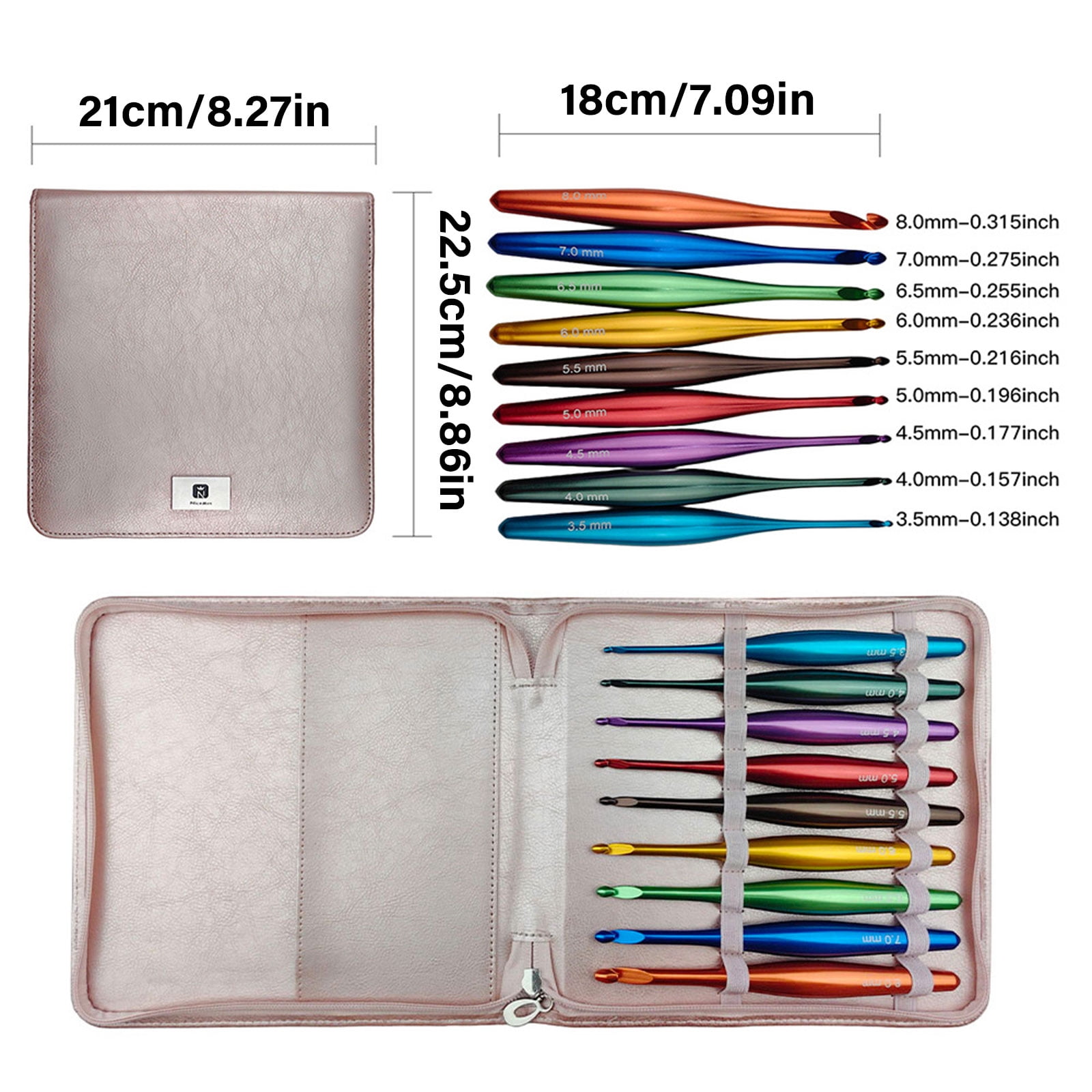 9 Pcs Crochet Hook Set 3.5mm-8.0mm Crochet Needle Ergonomical Crochet Needle with Case Knitting Needle for Craft Projec