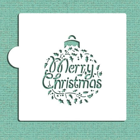 

Merry Christmas Holly Ornament Cookie and Craft Stencil CM074 by Designer Stencils