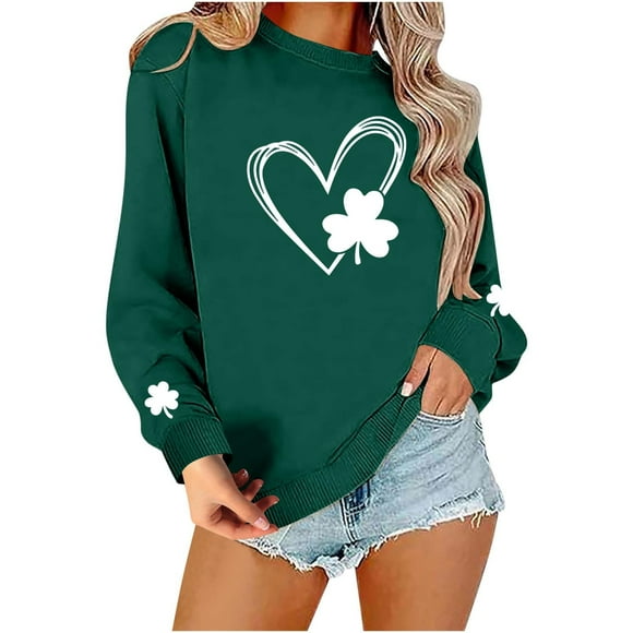 Clearance!Bpxiofoy Graphic Sweatshirts for Women St Patricks Day Outfits for Women Sweatshirts for Women Trendy Crewneck Shirt Graphic Tees Graphic Sweatshirts for Women,Mint Green 2 XL