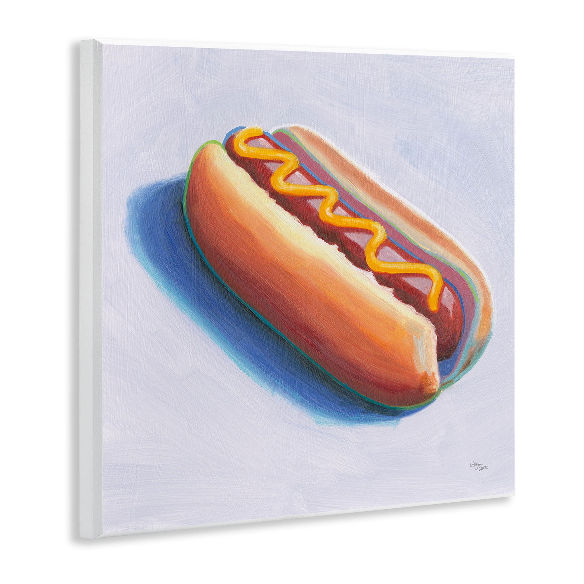 Stupell Industries Hot Dog with Mustard Food & Beverage Painting Unframed Art Print Wall Art, 12 x 12