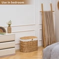 thumbnail image 4 of Casa Pura Furniture Handwoven Water Hyacinth Wicker 2-Bins Laundry Hamper with Lid & Removable Liner Bags, Off-White, 4 of 6