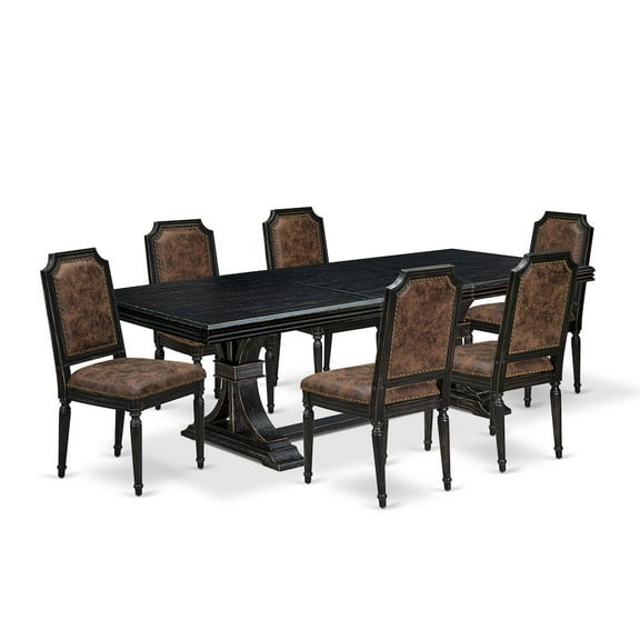 Luxe by East West Furniture 7 piece Modern Dining Table Set consists of a Dining Table and 6 Dinner Chairs