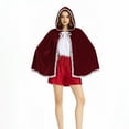 thumbnail image 2 of oqasdz Halloween Girls Red Cape Elegant Short Hooded Cape Cloak For Halloween Party Stage Performance Lace Trimmed Fair Attire, 2 of 3