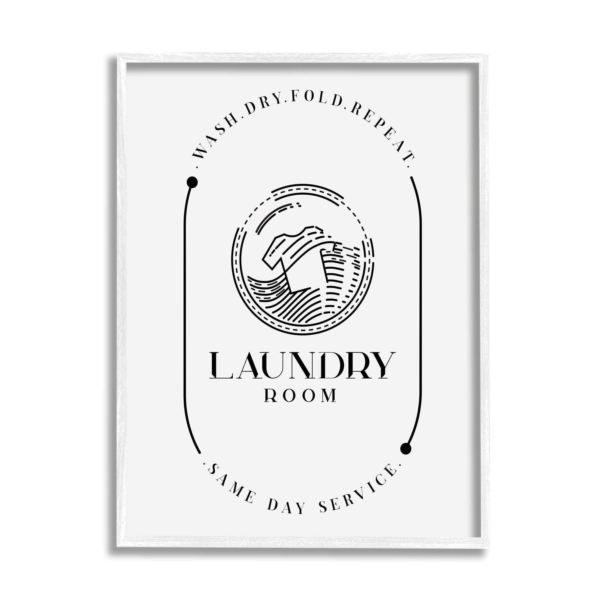 Stupell Industries Laundry Room Washing Machine Same Day Service Script Graphic Art White Framed Art Print Wall Art, 11x14, by Andrea Jasid Grassi