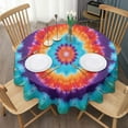 thumbnail image 3 of Colorful Tie Dye Mandala Pattern Round Tablecloth 60"x60",Wrinkle Wipeable Table Cloth for Kitchen Dining Room Picnic Patio Party, 3 of 6