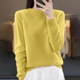 thumbnail image 2 of Oksale Knit Sweaters for Women Trendy High Neck Pullover Shirts Soft Comfy Long Sleeve Fall Tops Yellow XL, 2 of 9