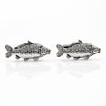 thumbnail image 4 of Gemelos de trucha marrón de peltre inglés fino - En caja de regalo - Gemelos de pez de pesca, 4 of 5