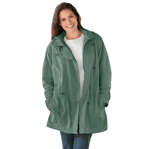 Woman Within Plus Size Fleece-Lined Taslon Anorak