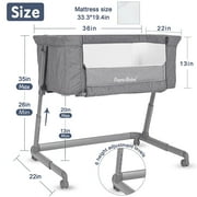 Pamo Babe Unisex Infant Bedside Sleeper Bassinet with Wheels and Folding Frame for Newborn (Grey)