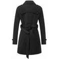 thumbnail image 2 of KVE Women's Classic Double Breasted Pea Coat Winter Mid-Long Slim Trench Coat with Belt Black Small, 2 of 7
