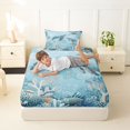 thumbnail image 4 of spefrowx Watercolor Sea Turtle Twin Sheets for Kids Boys Girls, Blue Coral Wildlife Bedding, 3-Piece, 1 Flat Sheet, 1 Fitted Sheet and 1 Pillowcase, 4 of 5