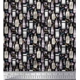 thumbnail image 1 of Soimoi Japan Crepe Satin Fabric Clove & Vintage Bottle Printed Craft Fabric by The Yard 42 Inch Wide, 1 of 1