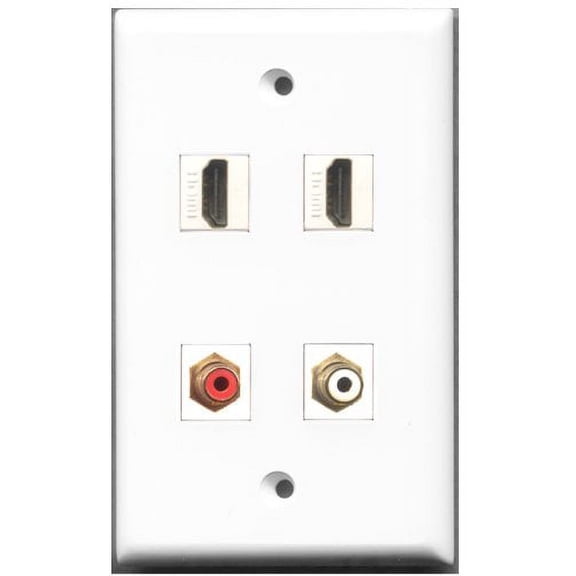 RiteAV - 2 Port HDMI 1 Port RCA Red 1 Port RCA White Wall Plate