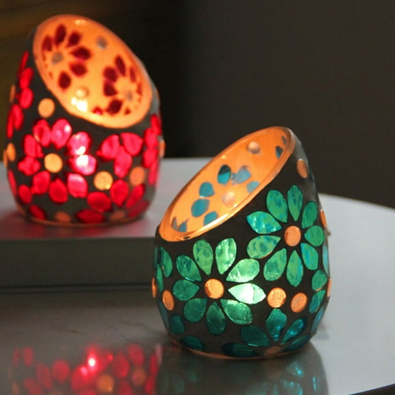 Worgeous Delicate Flower Design Candle Holder Candlestick Glass Container Wedding Decor