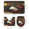 thumbnail image 3 of 4Pcs Shower Curtain Sets with Rugs Funny Cartoon Bookshelf Sleeping Cat Shower Curtain Set with Shower Curtain And Rugs 4 Piece for Book Gifts 12 Hooks for Bathroom Decor 72inch X 72inch, 3 of 8