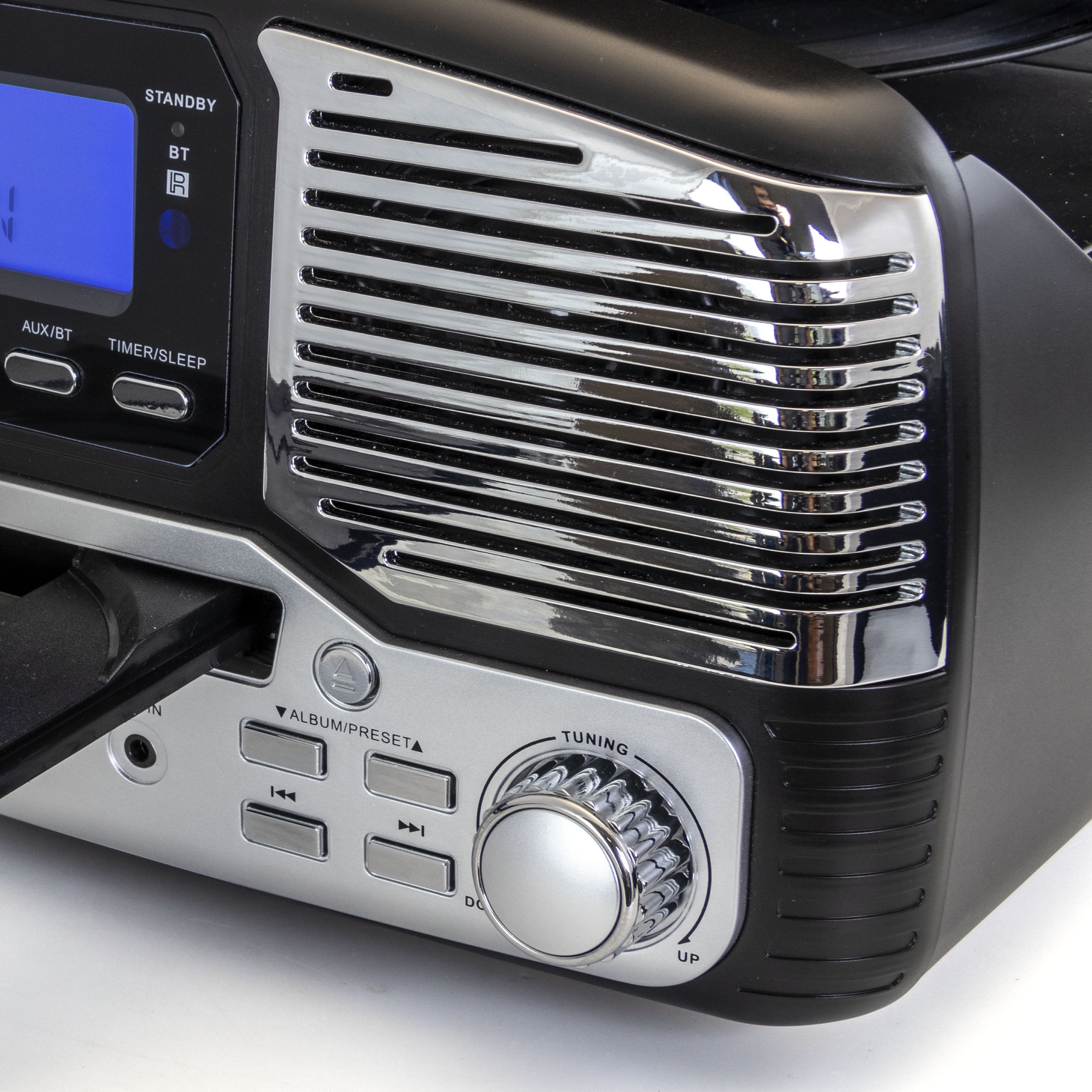 Trexonic Retro Record Player with Bluetooth, CD Players and 3-speed Turntable in black