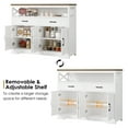 thumbnail image 4 of Homfa 47.2''W Kitchen Sideboard Buffet Cabinet with 2 Drawers & Open Shelf, Wood 4 Doors Storage Cabinet with Adjustable Shelves for Dining Room, White, 4 of 7