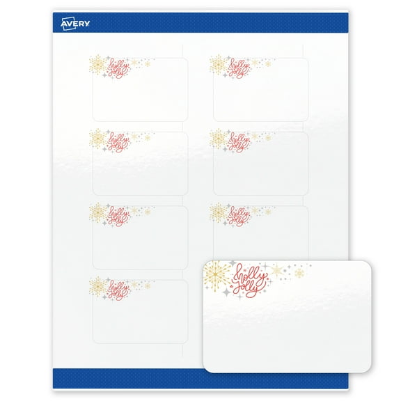 Avery® Labels, 2" x 3", Silver-Holly Sparkles, Glossy, 80ct