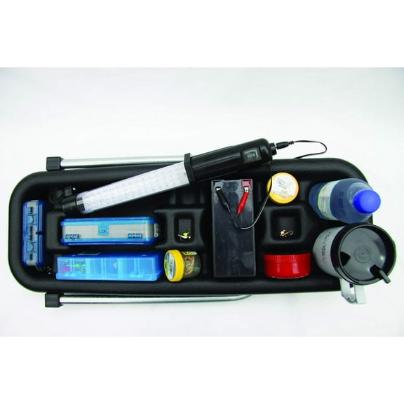 CLAM Fish Trap Center Console with Leg – Hub Shelter Table for Ice Fishing Gear, Drinks, Electronics & Storage – Model 1458