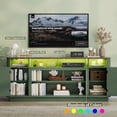 thumbnail image 6 of ANPOO 71" Fluted TV Stand for 75/80" TVs with LED Light and Power Outlet, Modern Entertainment Center with 2 Storage Cabinets & 6 Open Shelves, Wooden Media Console TV Stand for Living Room,Green, 6 of 9