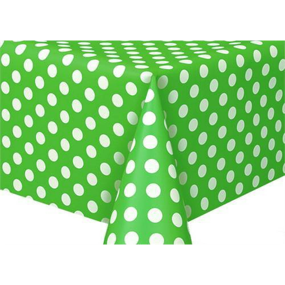 Polka Dot Plastic Tablecloth 108" x 54" Lime Green