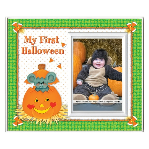 Expressly Yours! "My First Halloween" Pumpkin Picture Frame Keepsake for Tabletop, Holds 3.5 x 5" Photo