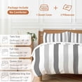 thumbnail image 6 of 3 Piece Grey Striped Duvet Cover Set Full Size, Microfiber Comforter/Quilt Cover with Corner Ties and 2 Pillowcases, Minimalist Farmhouse Stripe All Season Soft Bedding with Zipper Closure, 6 of 8