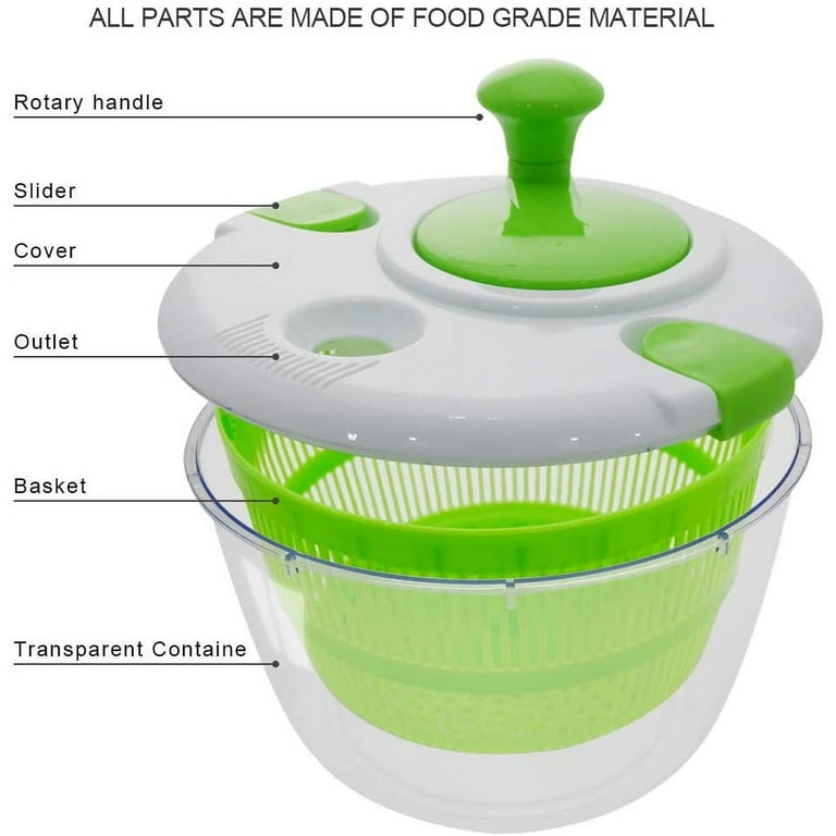 Oihya Salad Spinner Stainless Steel Salad Spinner Rotare Lettuce Washer and  Dryer Easy Draining and Compact Storage Large 3.5 L