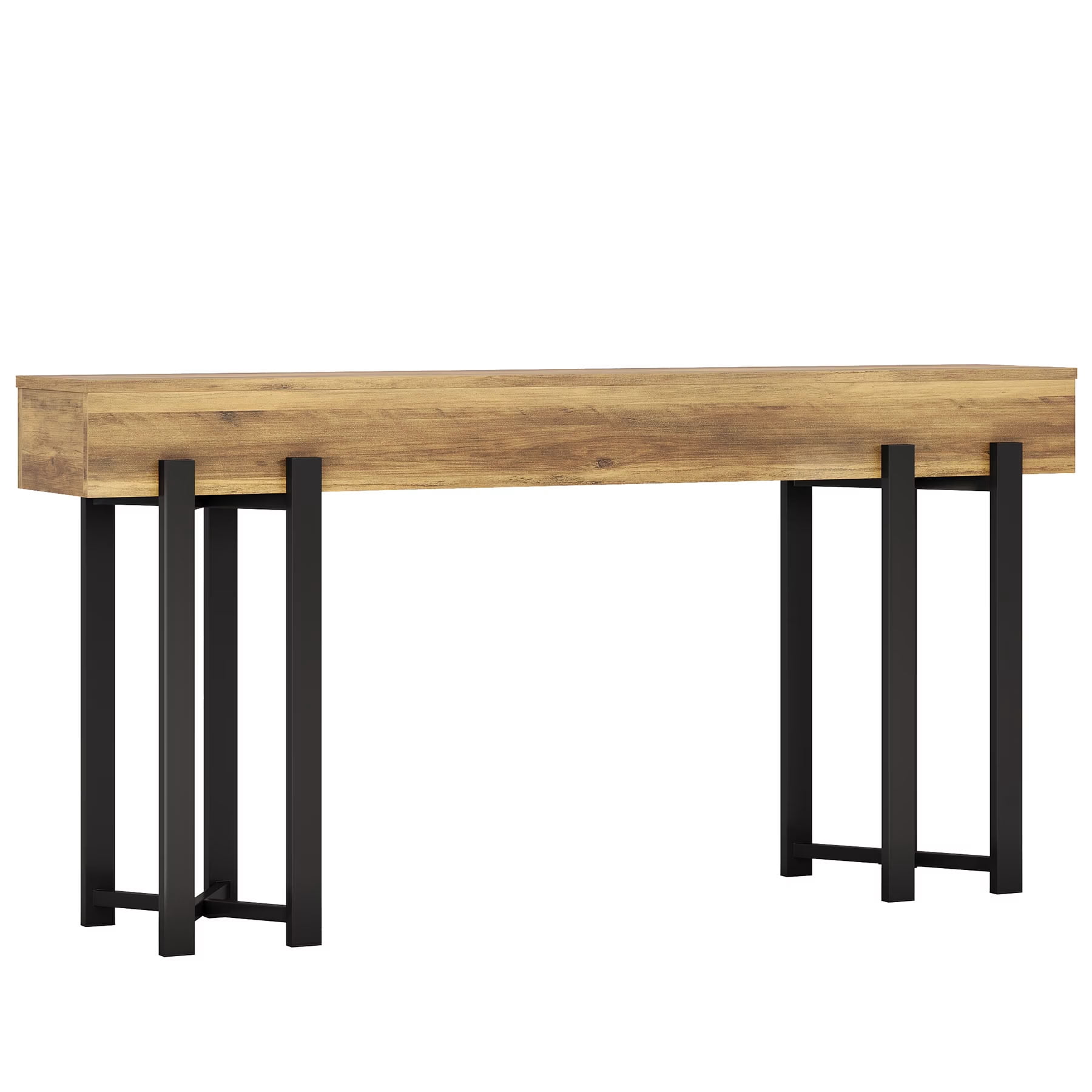 MAYEERTY 63" Industrial Console Table, Rustic Wood Entryway Hallway Foyer Table for Living Room, Narrow Design