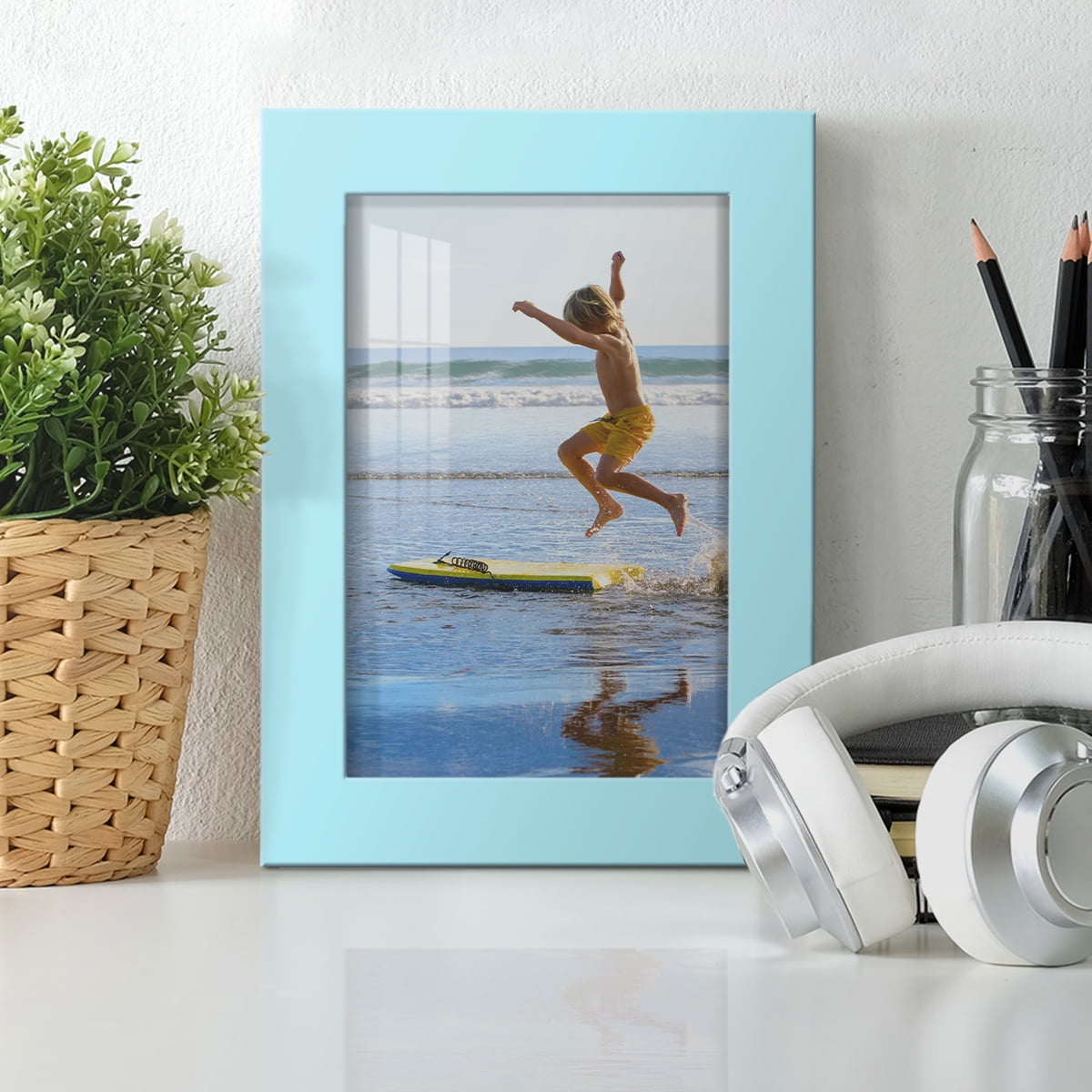 Modern Real Wood 5x7 inch Picture Frame in Blue