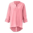 thumbnail image 4 of Tiqkatyck Womens Tops, Women Casual Long Sleeve V Neck Shirt Women's Solid Color Plu Size Top Blouse Loose Summer Tops for Women 2024 Trendy Pink XL, 4 of 6