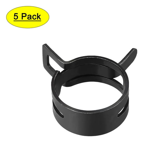 Uxcell 23mm Black Steel Band Spring Clamp for Fuel Line Silicone Hose 5 Pack