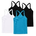 thumbnail image 3 of Eltusu Girls Cotton Tank Tops, Basic 4 Pieces Y-Back Sleeveless Summer Vest Shirts Blue Size 8-9 T, 3 of 5