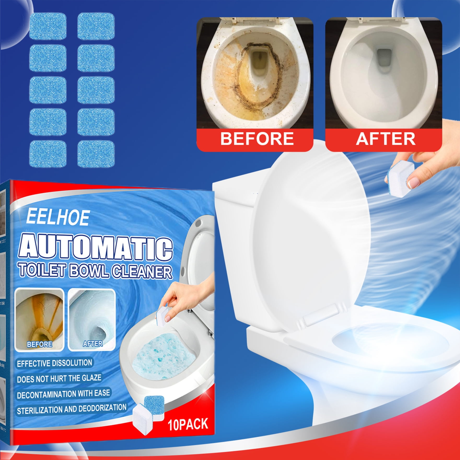 Overtake 10Pcs Toilet Cleaner Blocks Bathroom Toilet Bowl Cleaner