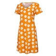 thumbnail image 4 of IROINNID Plus Size Casual Dresses For Women Daisy Printed V-Neck Short Sleeve Loose Knee-Length Dress Summer, 4 of 8