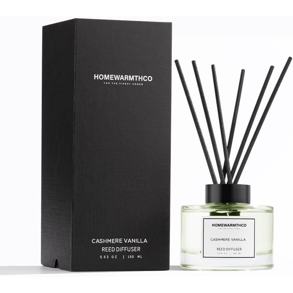 Cashmere Vanilla Reed Diffuser Set - Luxury Fragrance Reed Diffusers for Home, Office & Bathroom Décor - Long Lasting Scent Sticks Diffuser with Non-Toxic Oils (5.63 oz) (Cashmere Vanilla)