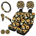 thumbnail image 2 of Uorisanigo Sunflowers Daisies Car Front and Rear Cushion Covers Steering Wheel Cover Pillowcase for Cars Water Coaster Gear Lever Cover+Hand Brake Cover Easy to Install 11-Piece, 2 of 7