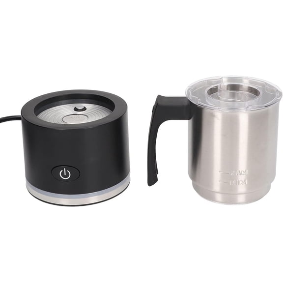 Electric Milk Frother Energy Saving EU Plug 220-240V Compact Stainless Steel Jug Automatic Milk Frother for Home Hot Chocolate (Black)